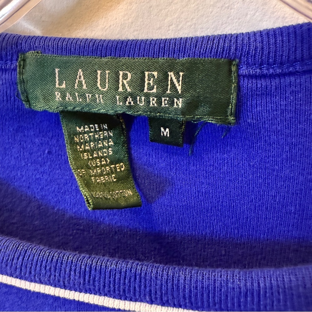 Lauren Ralph Lauren Blue Short Sleeve Top Size M - Picture 3 of 4